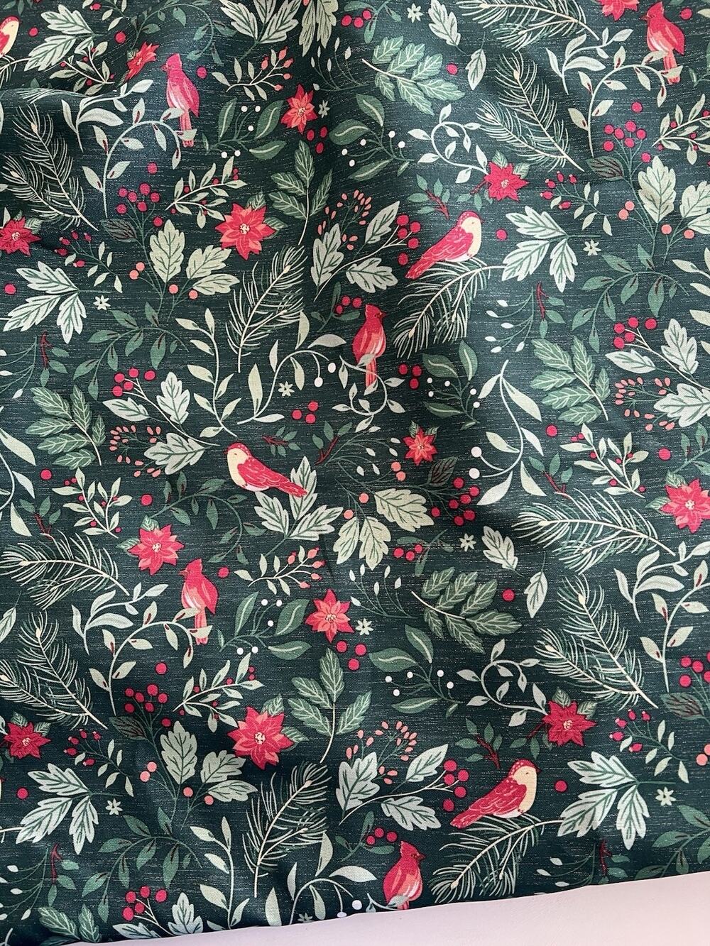 The Farmhouse Rachel Ashwell Christmas Tablecloth 116x60” Oblong Cardinal Floral